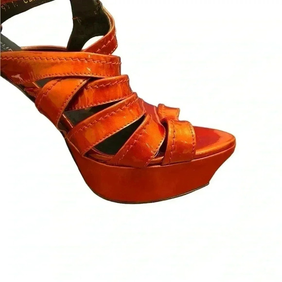 Donald Pliner Cleva Red Metallic Patent Leather Platform Shoe Size 9.5 $395 - Picture 5 of 12